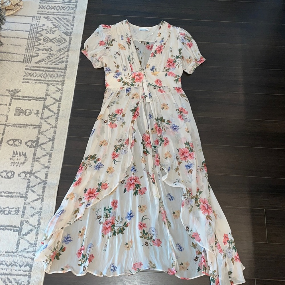 Sheer floral shirt / duster with short sleeves